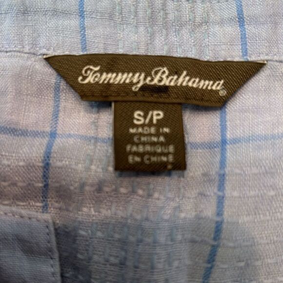Tommy Bahama blue linen top with elbow link sleeves small - Picture 4 of 8